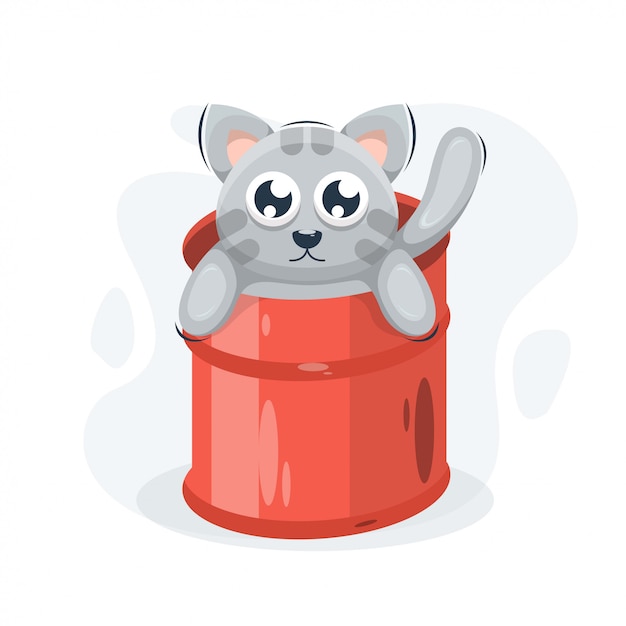 ADORABLE CAT IN THE BUCKET CARTOON 