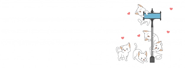 Adorable cat and friends illustration