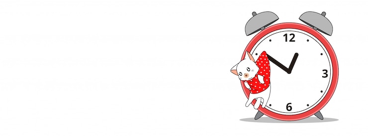 Vector adorable cat is hung on the clock