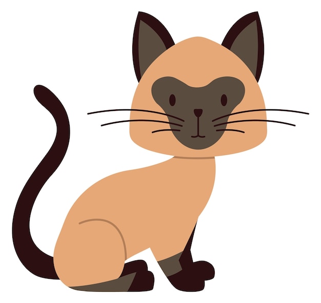 Vector adorable cat sitting lonely pet cute animal