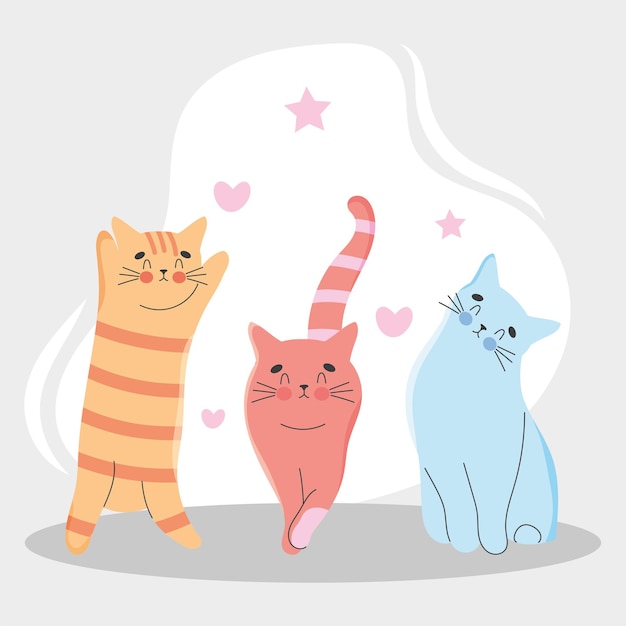 Adorable cats illustration