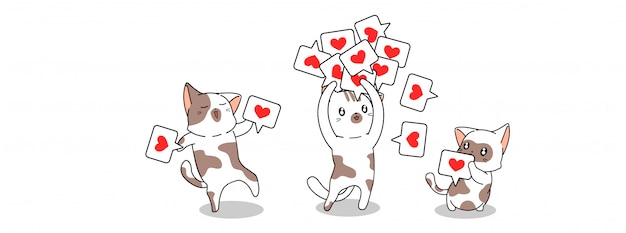 Adorable cats and liked icon illustration