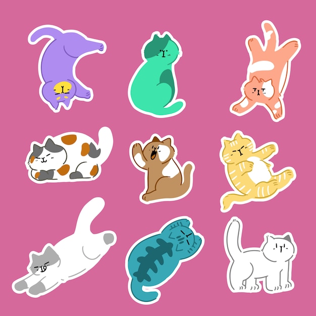 Vector adorable cats pose b gesture vector doodle. best for sticker, decoration, print