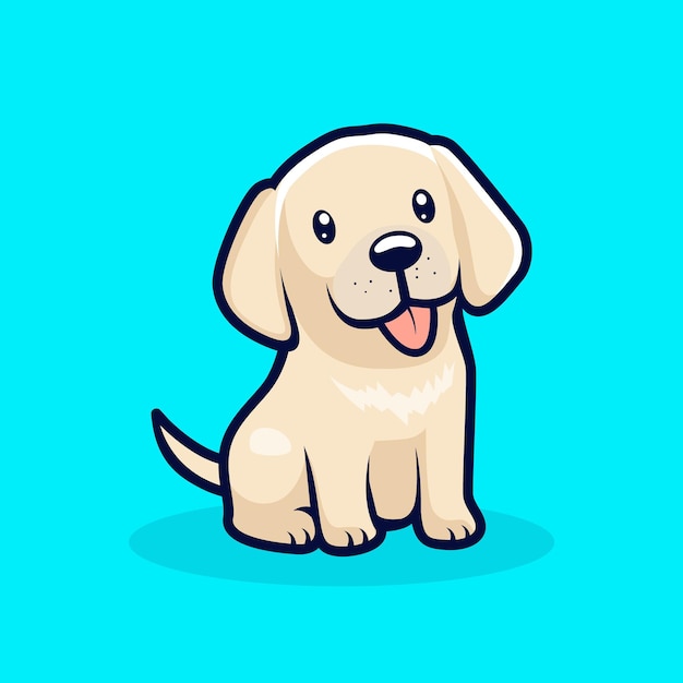 Adorable childish Labrador dog cartoon character vector illustration for kids book illustration