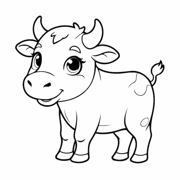 Adorable Cow drawing illustration for kids page