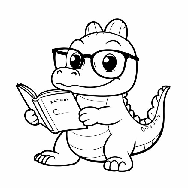 Vector adorable crocodile for children page