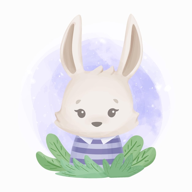 Vector adorable cute animal bunny watercolor