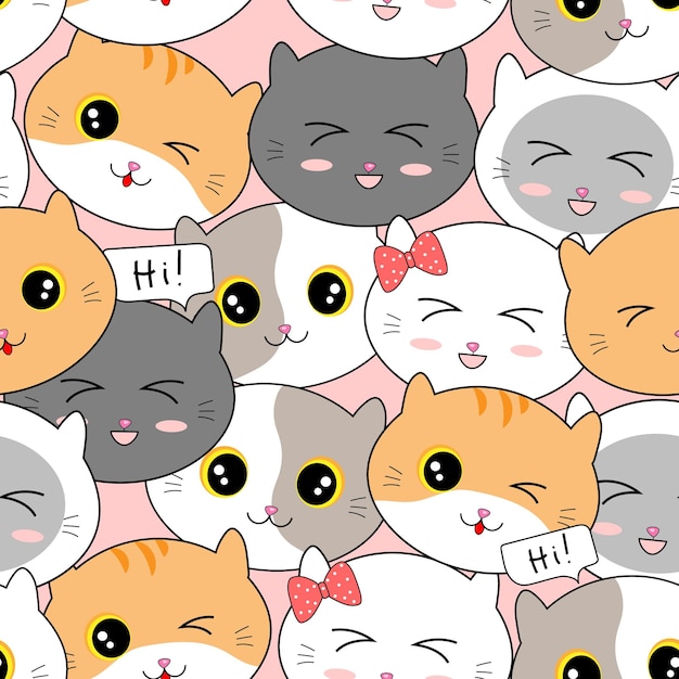 Premium Vector | Adorable cute cats kittens - seamless pattern