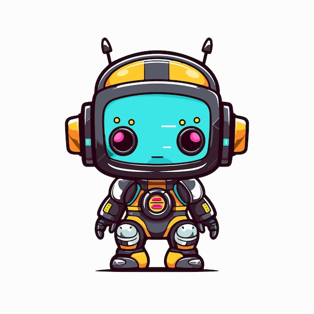 Adorable cute cyberpunk robot vector