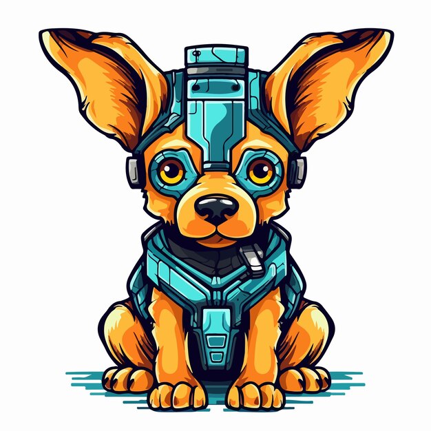 Vector adorable cyberpunk dog vector design