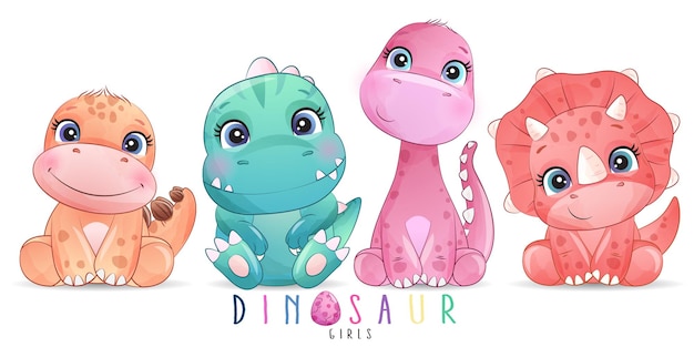 Premium Vector  Adorable watercolor style pink dinosaur