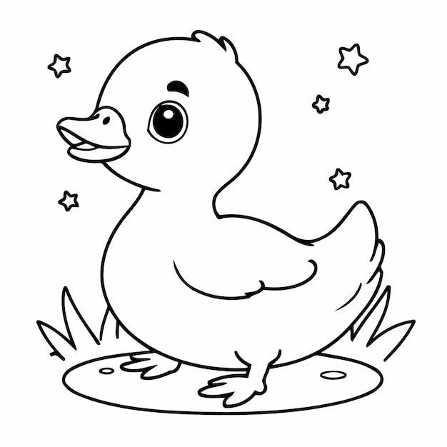 Adorable duck doodle for toddlers colouring page