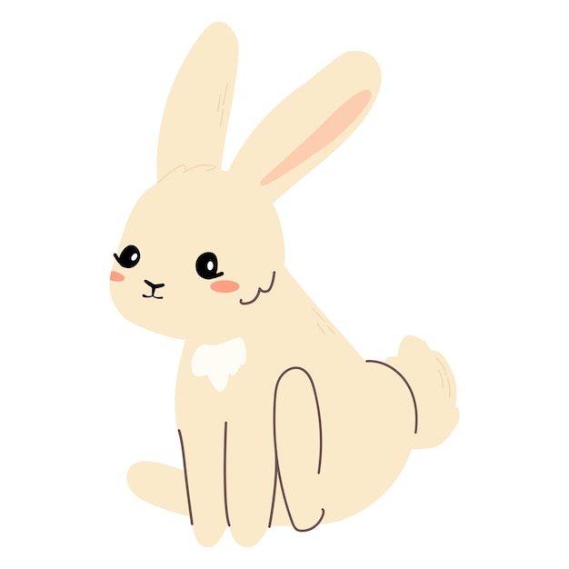 Adorable easter bunny Hand drawn cute baby character Spring element Cute wild animal