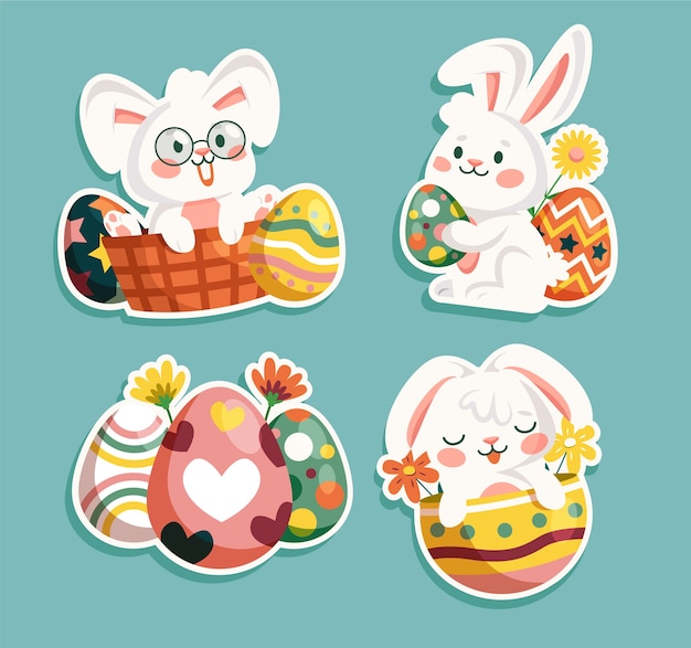 Adorable easter bunny stickers