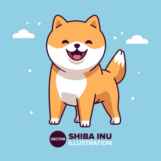Vector adorable flat cartoon shiba inu icon perfect for prints posters and more