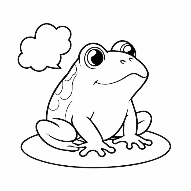 Vector adorable frog coloring book design
