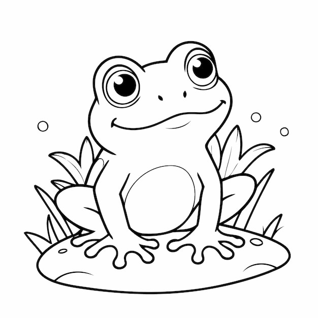 Adorable frog illustration for colouring page