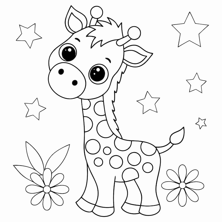 Vector adorable giraffe for coloring page