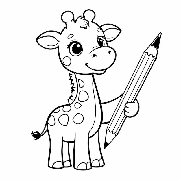 Vector adorable giraffe drawing for toddlers book