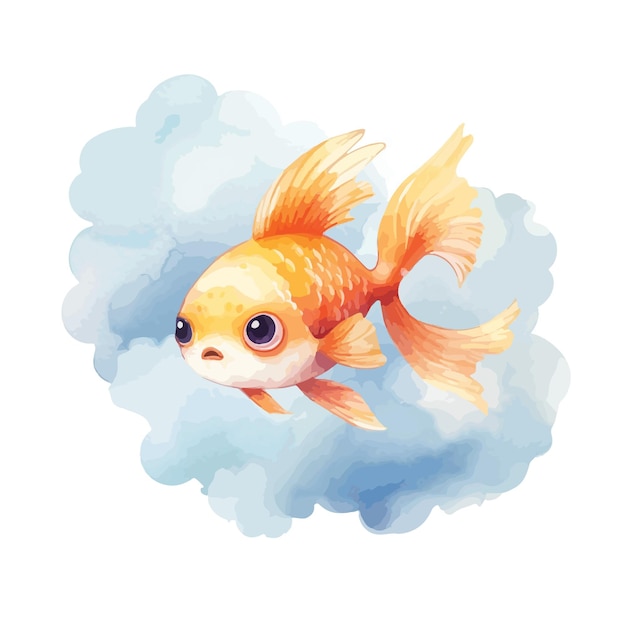 Adorable Golden Fish in Vibrant Watercolors