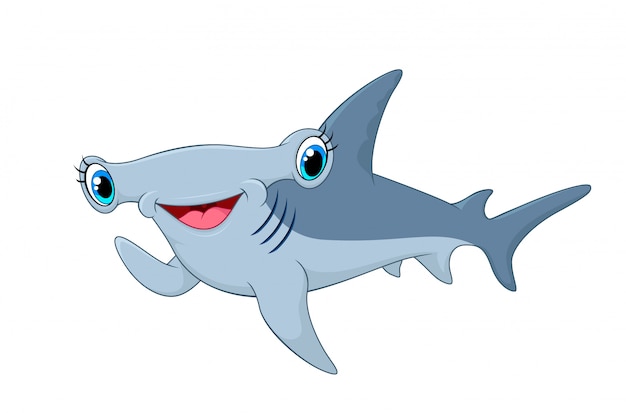 Vector adorable hammerhead shark waving hand