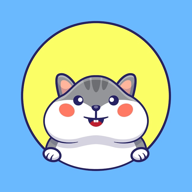 Adorable hamster in a circle cute cartoon vector illustration kawaii animal