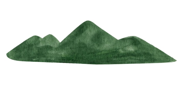 愛らしい手描きの水彩画の緑の山