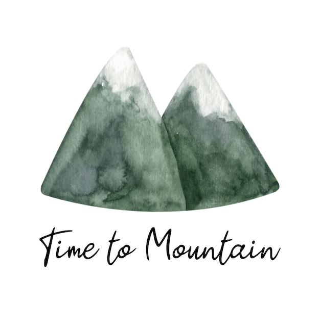 Adorable hand painted watercolor mountain