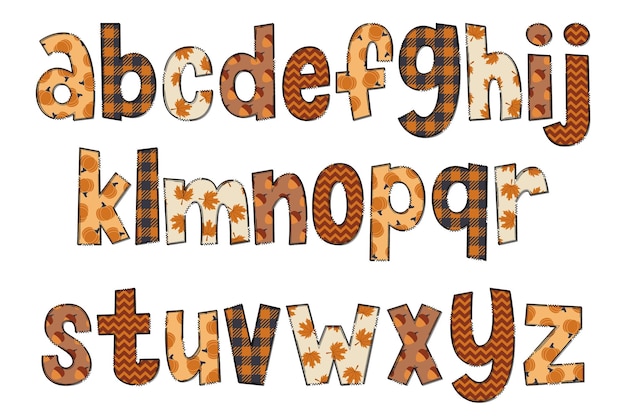 Vector adorable handcrafted hello fall font set