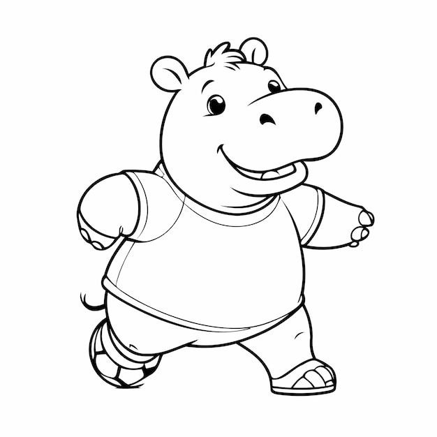 Vector adorable hippo for children page