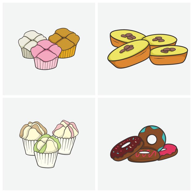 adorable indonesian traditional market snackcartoon collection
