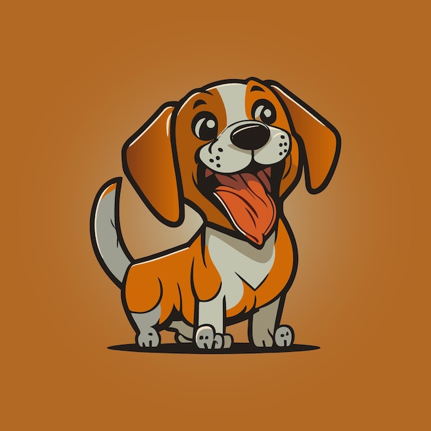 Vector adorable kawaii beagle puppy in a minimalist flat vector style
