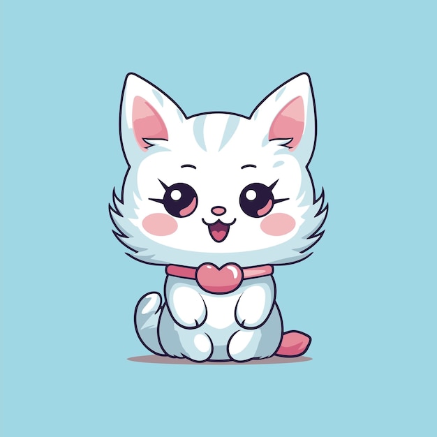 Adorable Kawaii Style Cat Vector Clipart
