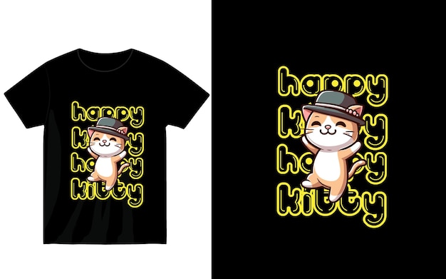 Vector adorable kitty tshirt design or nice happy kitty illustration