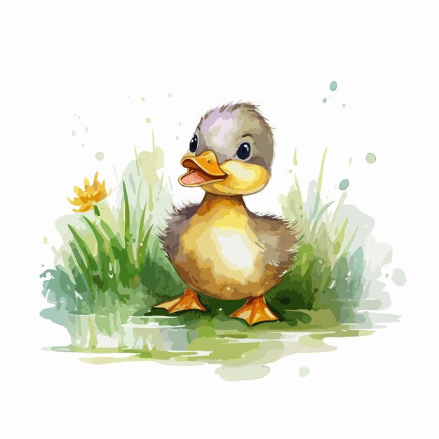 Vector adorable little duck illustration