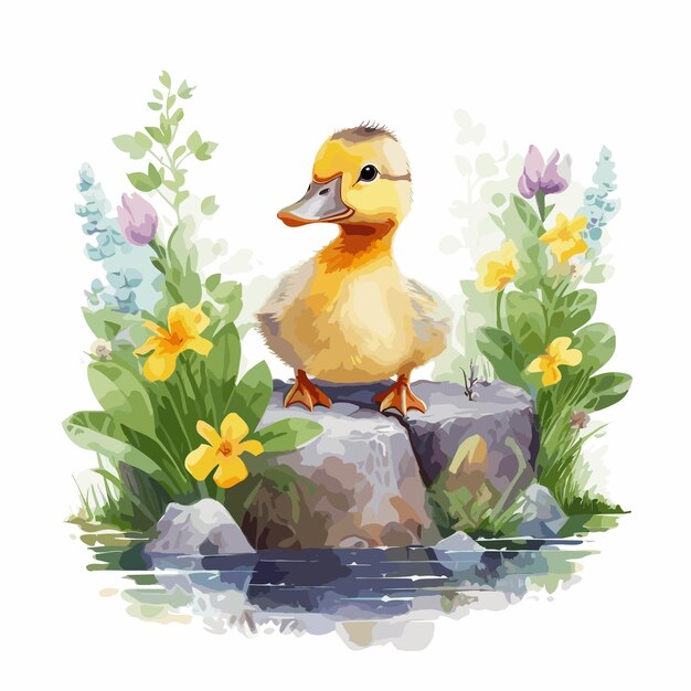 Vector adorable little duck illustration