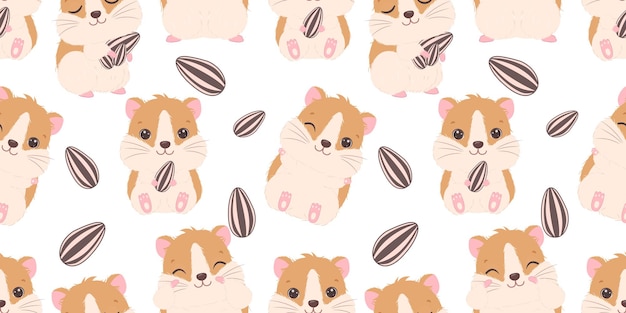 Vector adorable little hamster seamless pattern