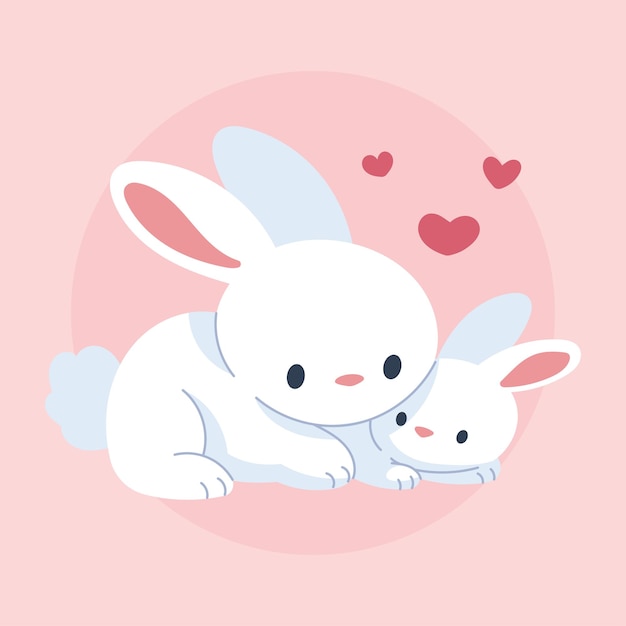 Adorable Mother and Baby Bunny Illustration A Heartwarming Scene of Bunny Love