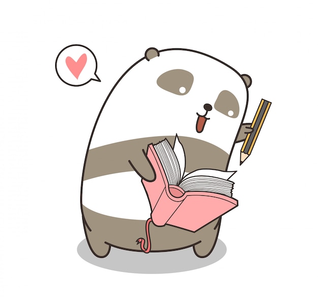 Adorable panda character is writting