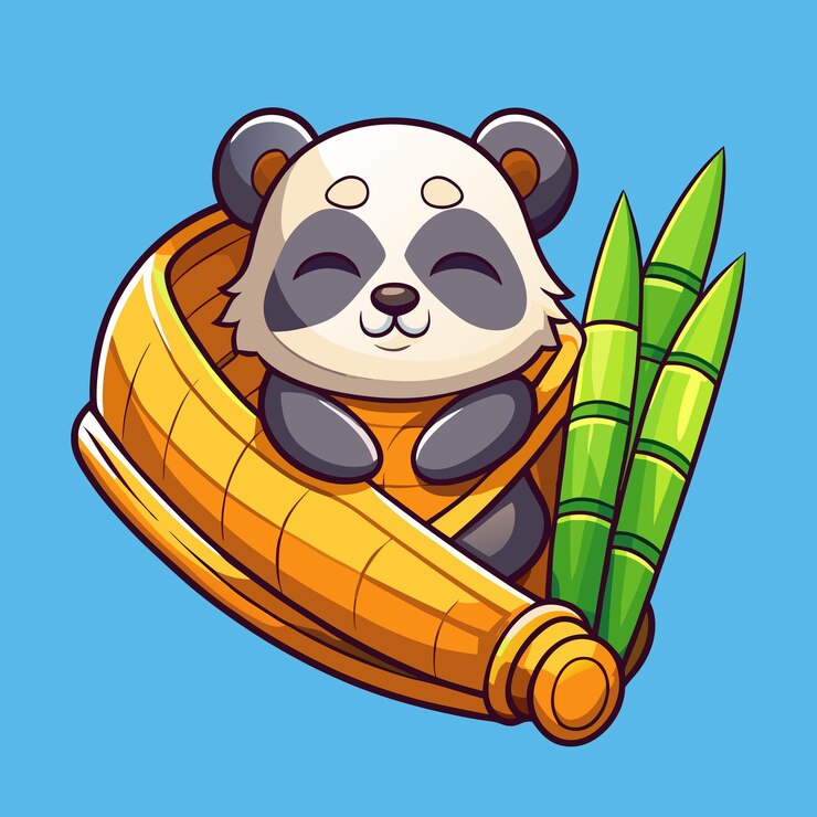 Vector adorable panda snuggles with bamboo cuddle blanket in sleepy bliss