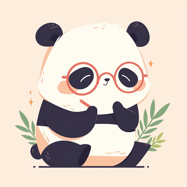 An adorable panda teacher cartoon style