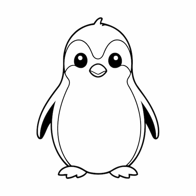 Adorable Penguin doodle illustratie voor kleurpagina