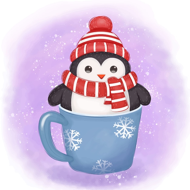 Adorable penguin illustration for christmas decoration