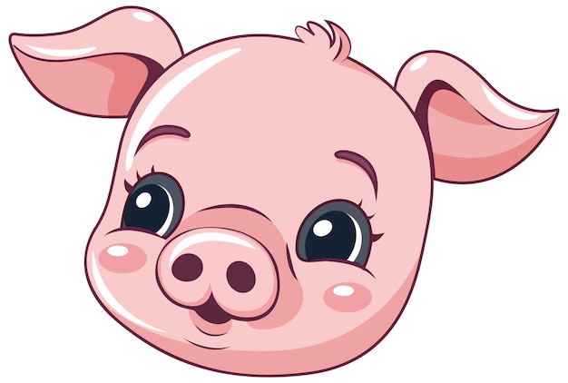 漫画のキャラクタースタイルの愛らしい豚の顔