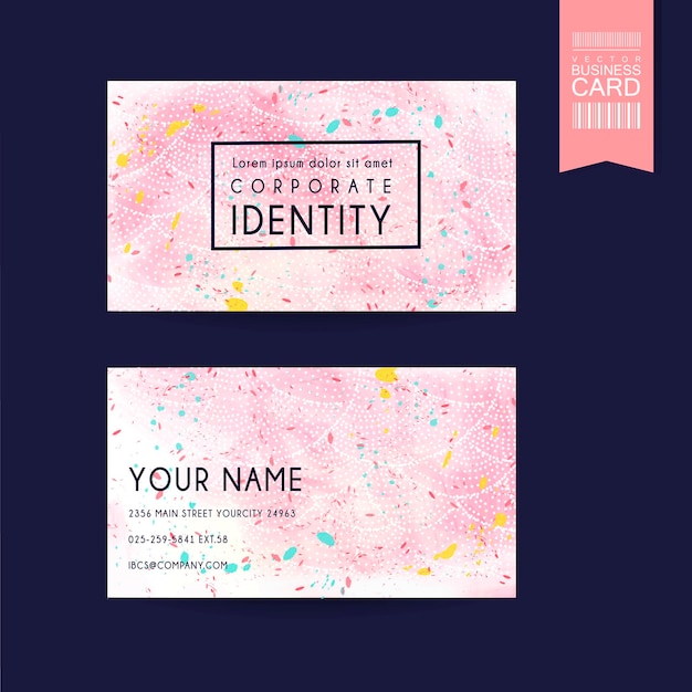 Adorable pink business card template design