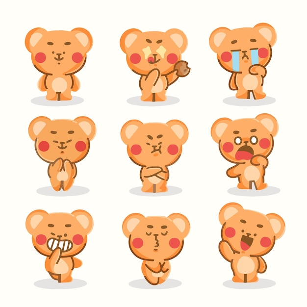 Adorable playful little bear character premium vector doodle illustration