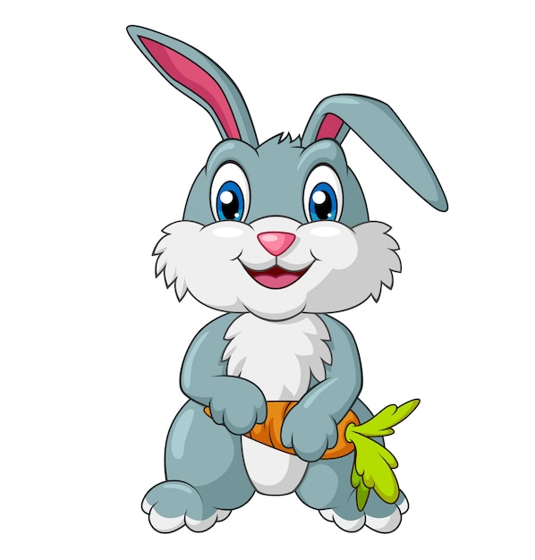 Adorable Rabbit holding carrot Cartoon