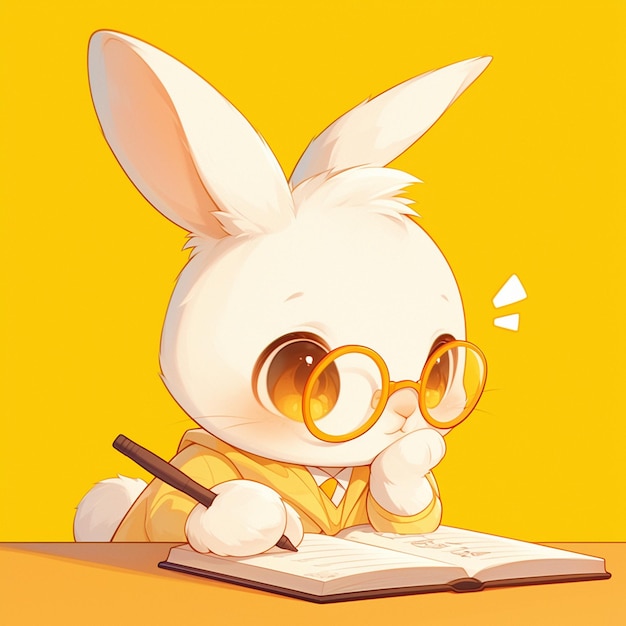 Vector an adorable rabbit teacher cartoon style