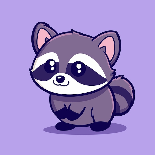 Adorable raccoon cartoon animal character vector illustration