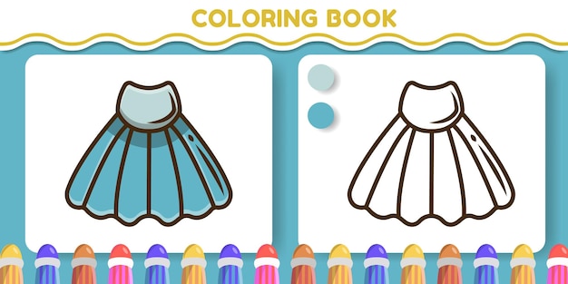 Vettore adorabile libro da colorare di doodle del fumetto disegnato a mano conchiglia per i bambini